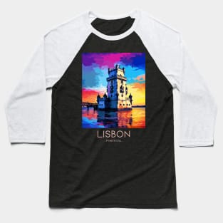 A Pop Art Travel Print of Lisbon - Portugal Baseball T-Shirt